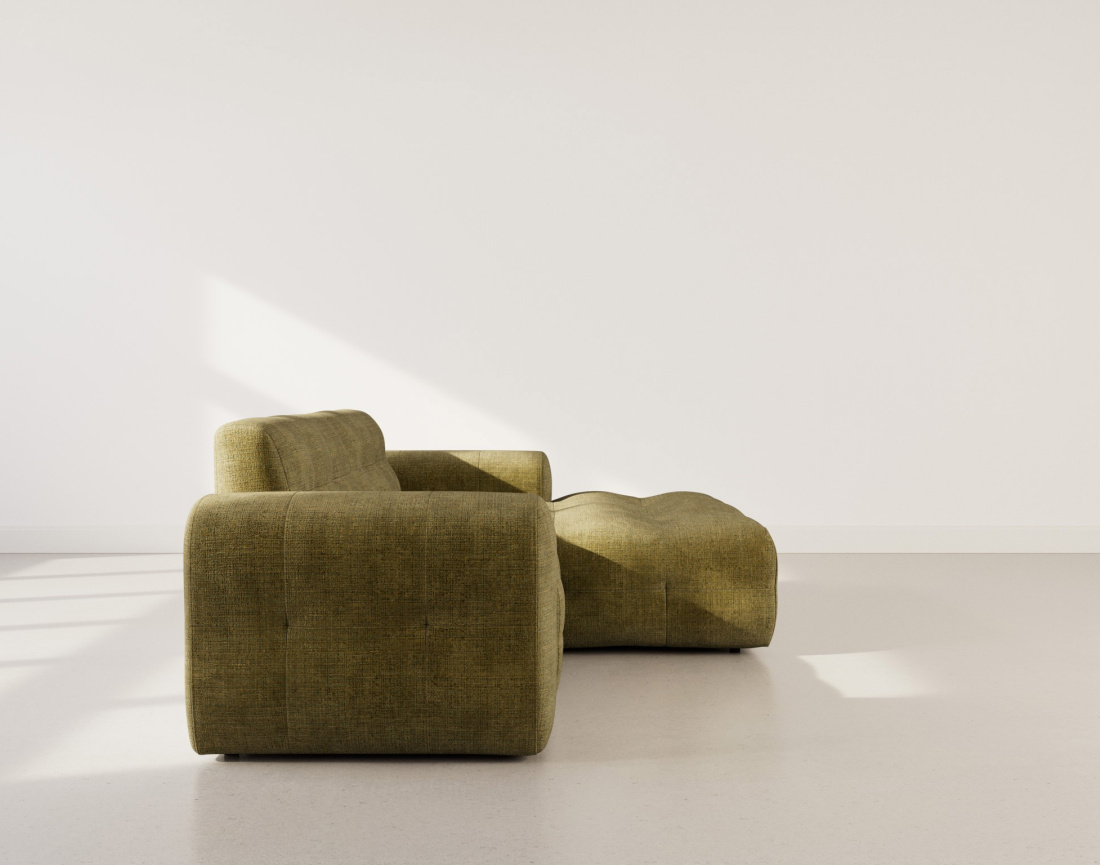 Canapé d'angle droit 4 places en velours texturé Diane