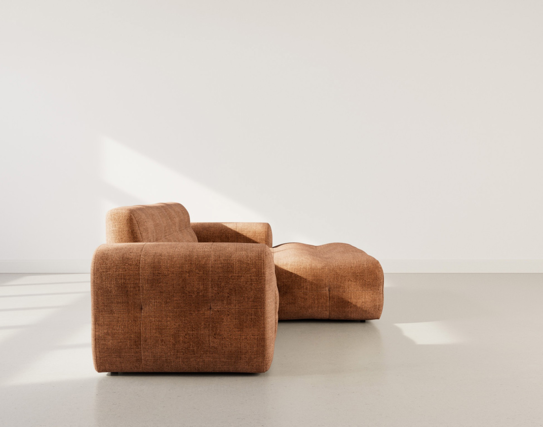 Canapé d'angle droit 4 places en velours texturé Diane