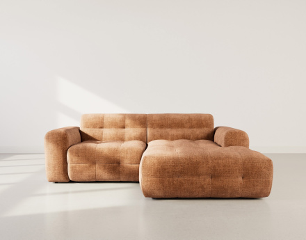 Canapé d'angle droit 4 places en velours texturé Diane