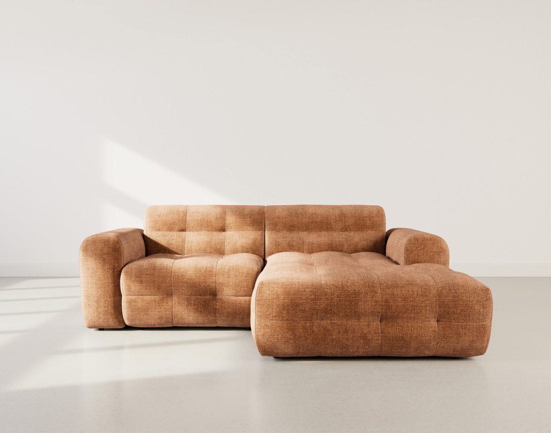 Canapé d'angle droit 4 places en velours texturé Diane