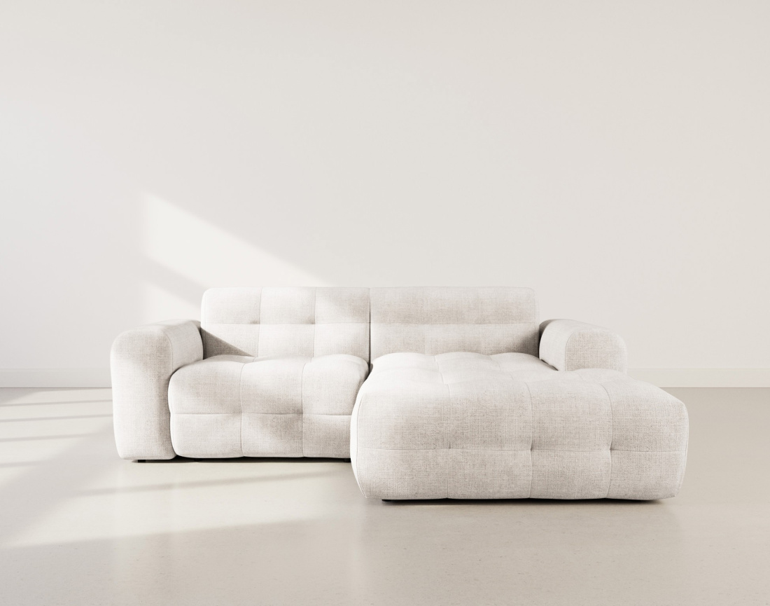 Canapé d'angle droit 4 places en velours texturé Diane