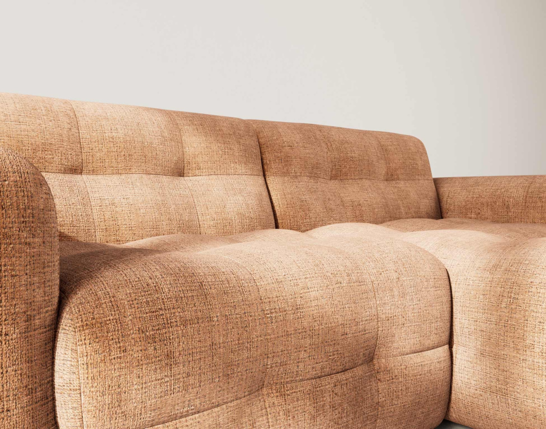 Canapé d'angle droit 4 places en velours texturé Diane