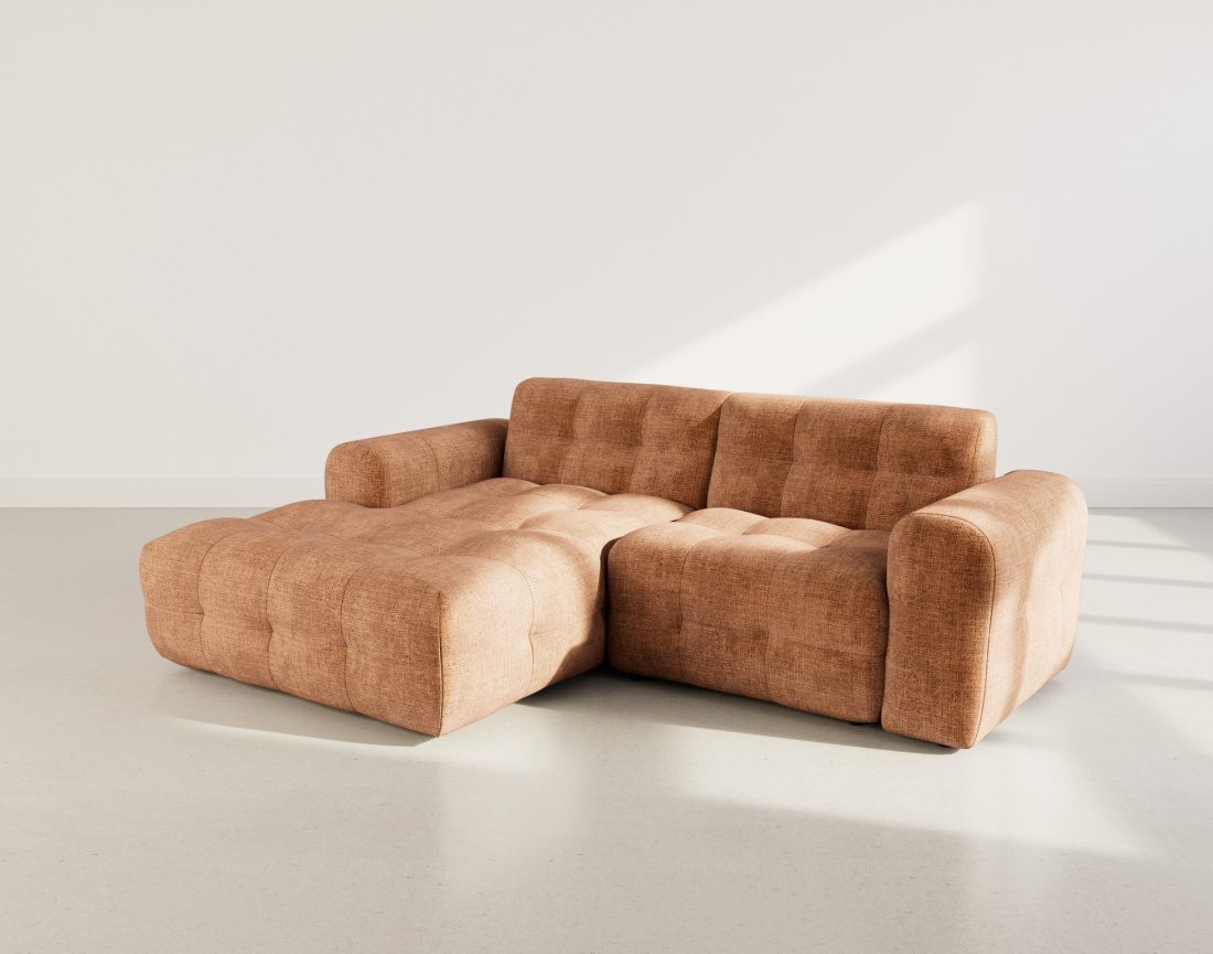 Canapé d'angle gauche 4 places en velours texturé Diane