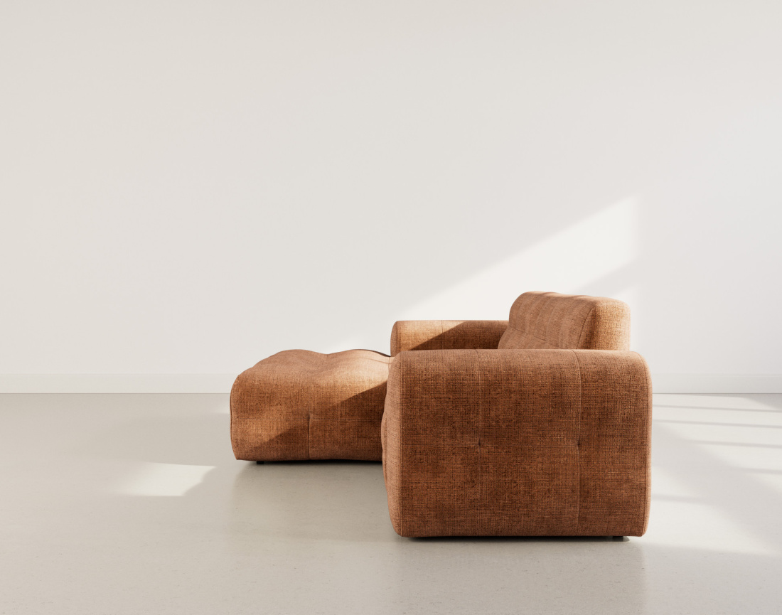 Canapé d'angle gauche 4 places en velours texturé Diane