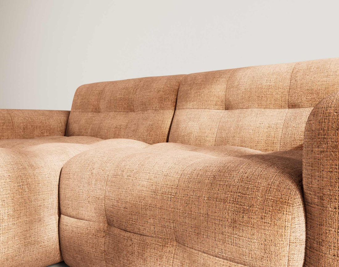 Canapé d'angle gauche 4 places en velours texturé Diane