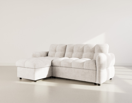 Canapé d'angle réversible 4 places convertible avec coffre en velours texturé Octave