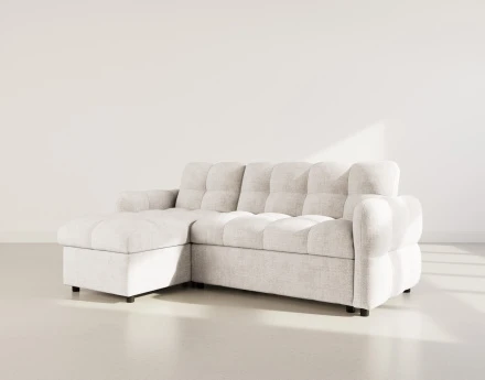 Canapé d'angle réversible 4 places convertible avec coffre en velours texturé Octave