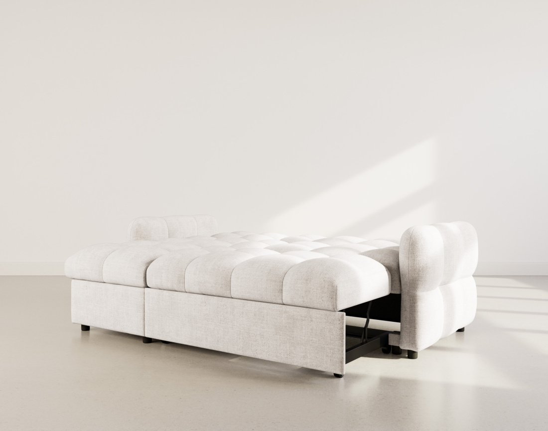 Canapé d'angle réversible 4 places convertible avec coffre en velours texturé Octave