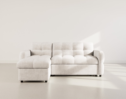 Canapé d'angle réversible 4 places convertible avec coffre en velours texturé Octave