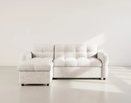 Canapé d'angle réversible 4 places convertible avec coffre en velours texturé Octave