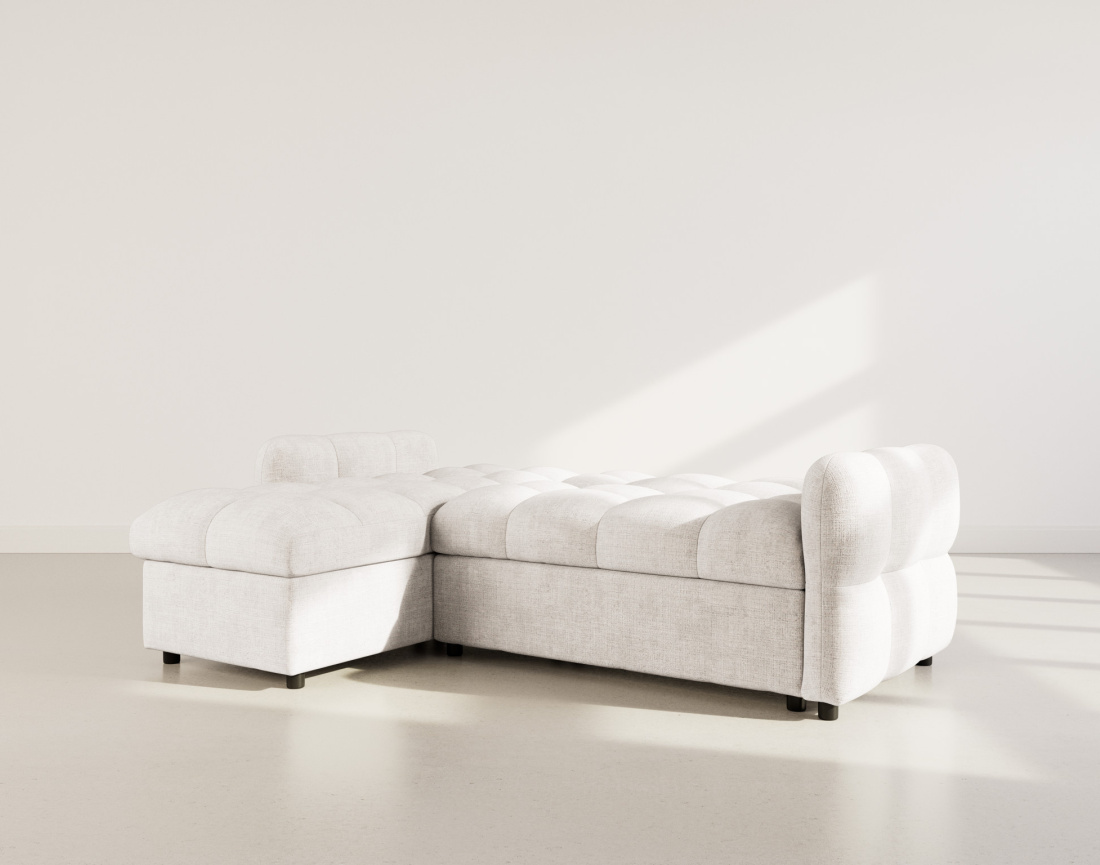 Canapé d'angle réversible 4 places convertible avec coffre en velours texturé Octave