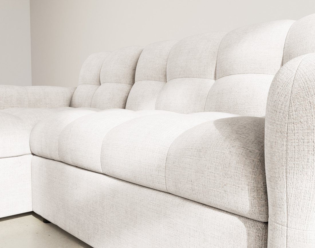 Canapé d'angle réversible 4 places convertible avec coffre en velours texturé Octave