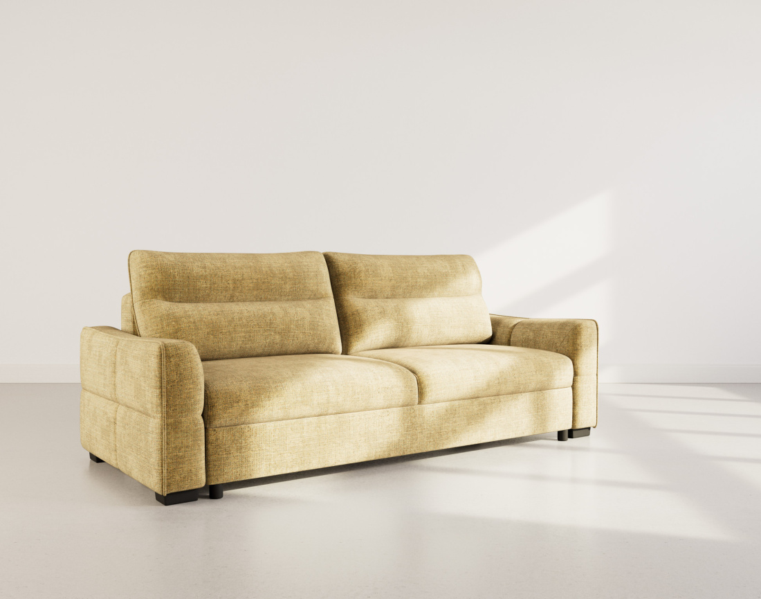 Canapé droit 3 places convertible en velours texturé Anatole