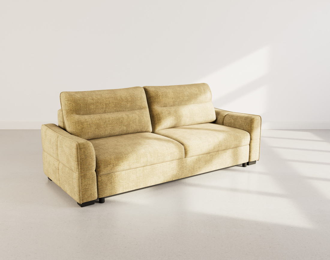 Canapé droit 3 places convertible en velours texturé Anatole