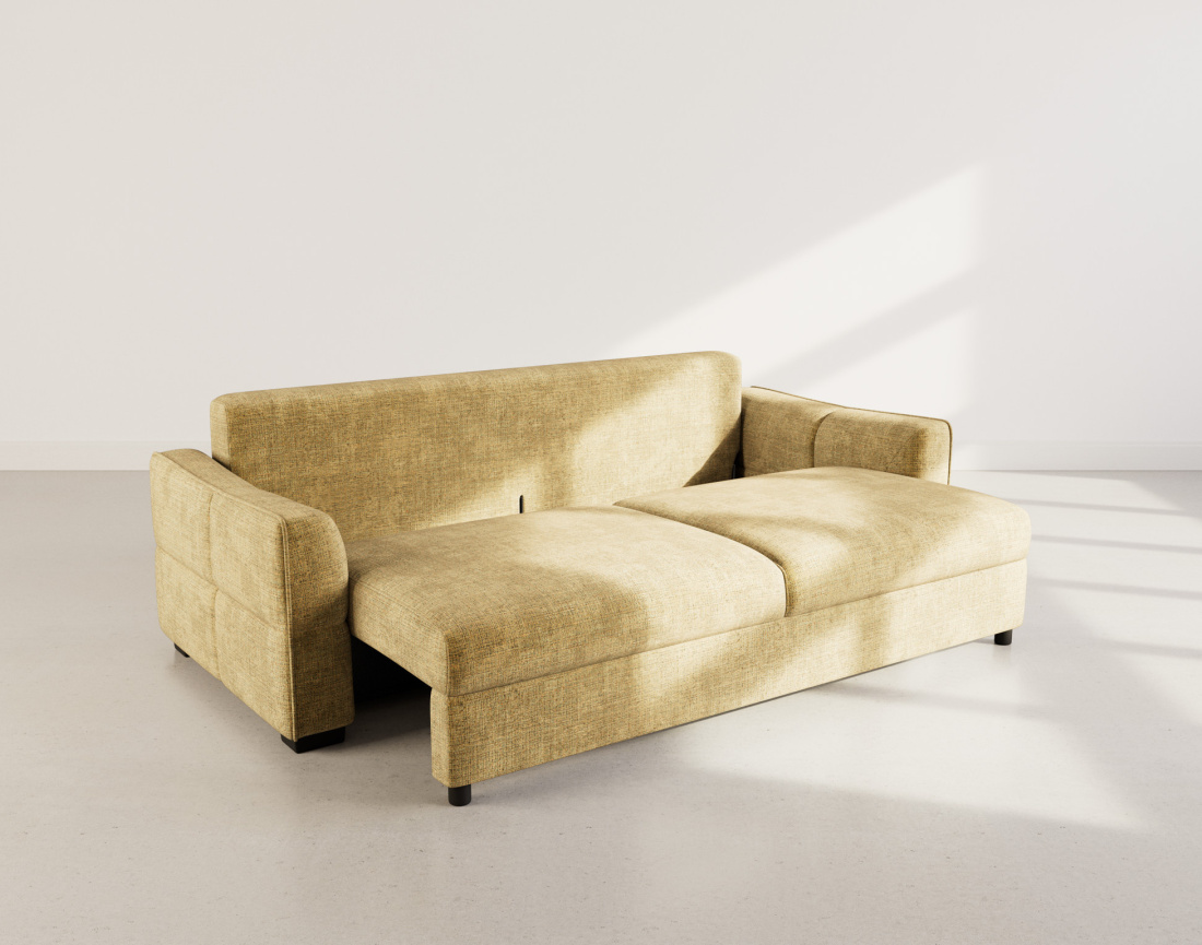 Canapé droit 3 places convertible en velours texturé Anatole