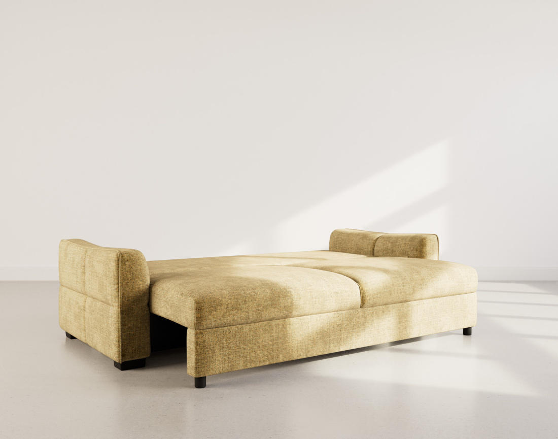 Canapé droit 3 places convertible en velours texturé Anatole