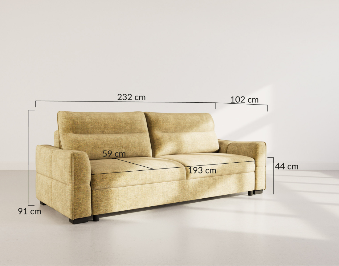 Canapé droit 3 places convertible en velours texturé Anatole