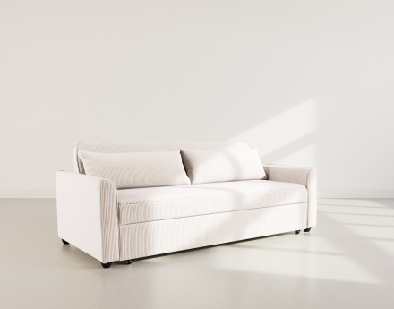 Canapé droit 3 places convertible en velours côtelé Ernest