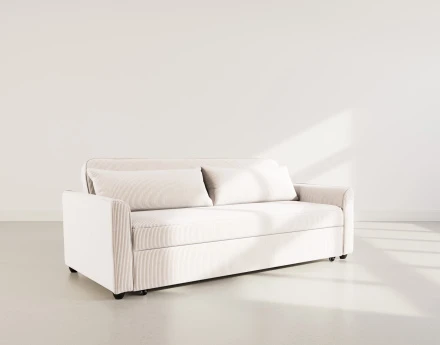 Canapé droit 3 places convertible en velours côtelé Ernest