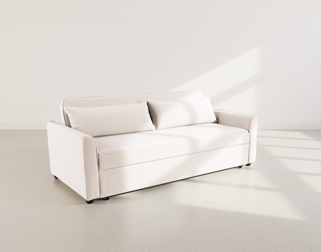 Canapé droit 3 places convertible en velours côtelé Ernest