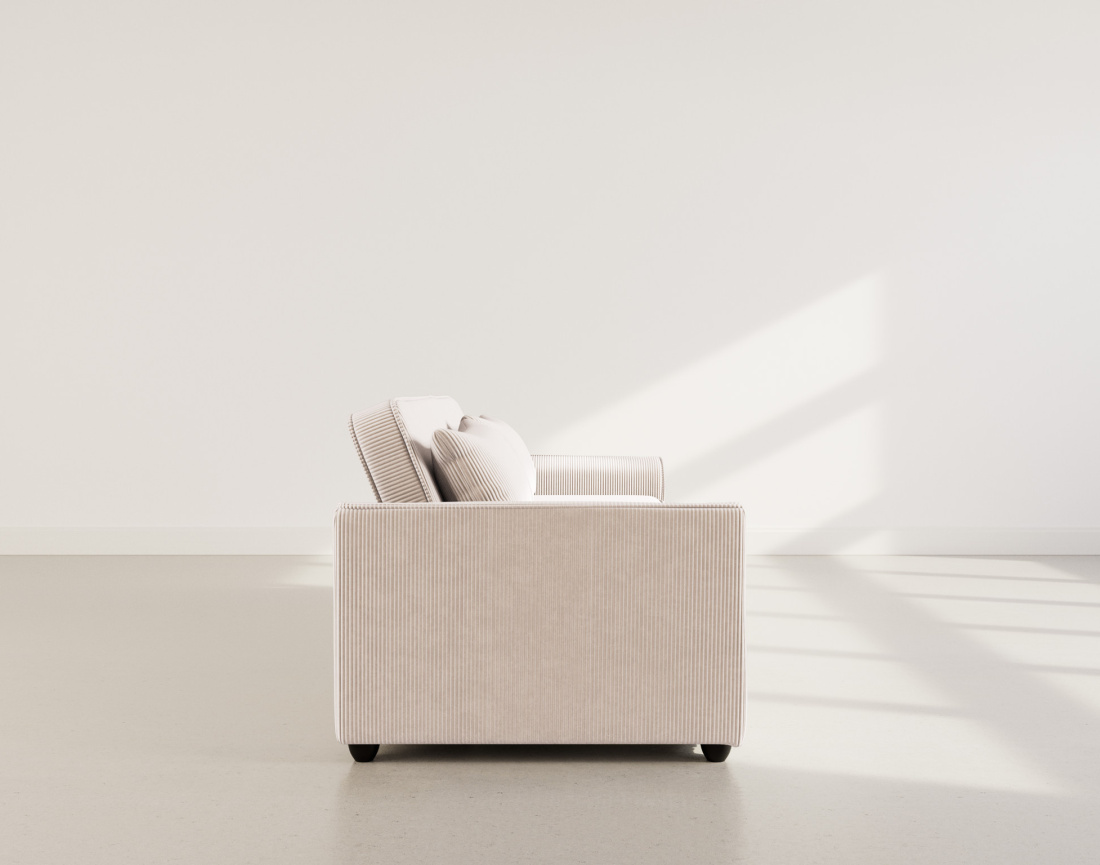 Canapé droit 3 places convertible en velours côtelé Ernest