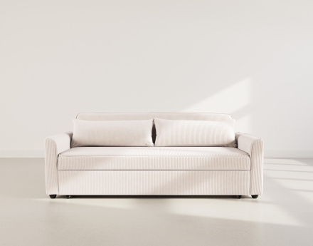 Canapé droit 3 places convertible en velours côtelé Ernest