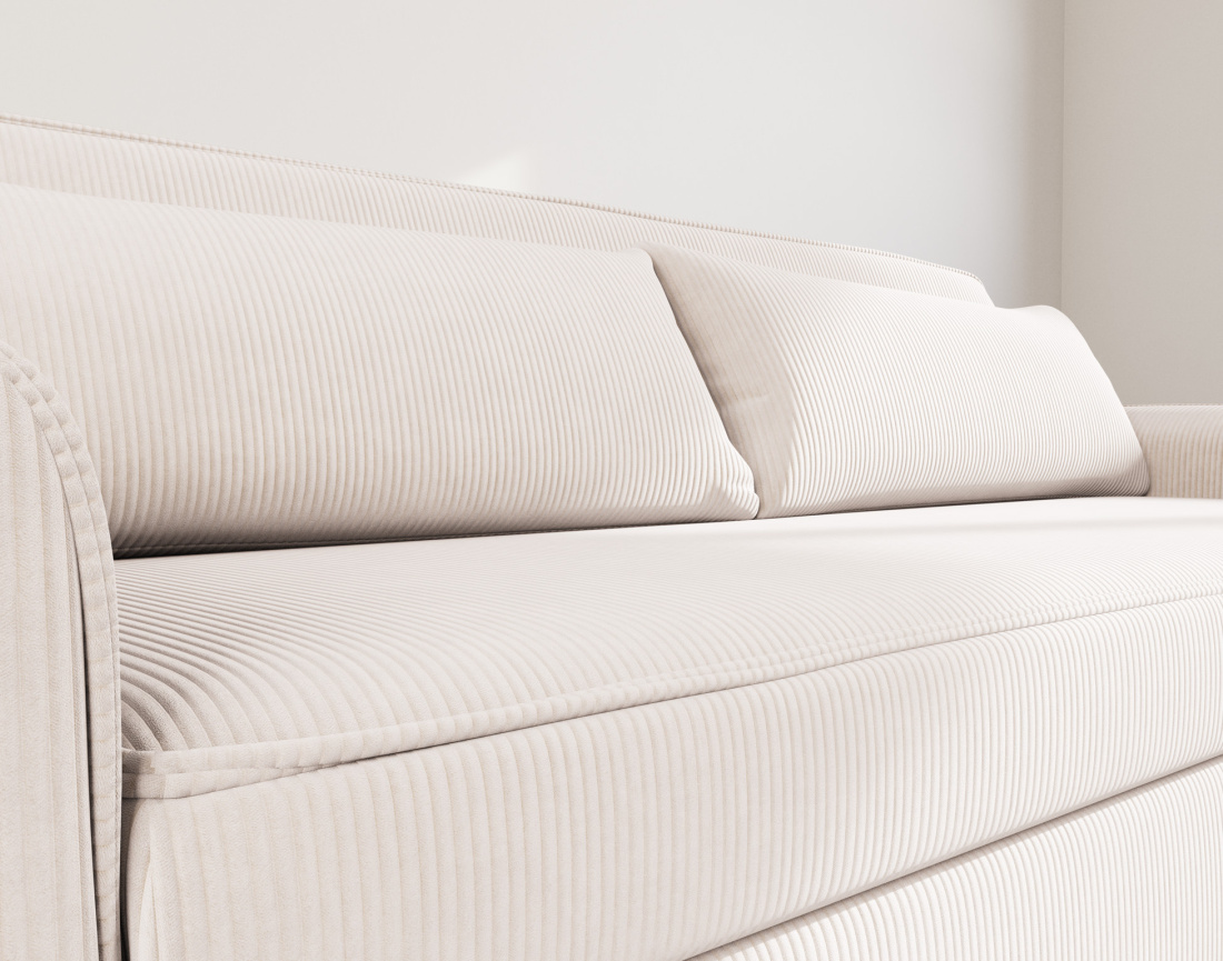 Canapé droit 3 places convertible en velours côtelé Ernest