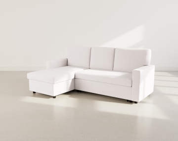 Canapé d’angle réversible 4 places convertible avec coffre en tissu bouclette Meiya