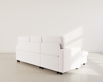 Canapé d’angle réversible 4 places convertible avec coffre en tissu bouclette Meiya