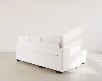 Canapé d’angle réversible 4 places convertible avec coffre en tissu bouclette Meiya