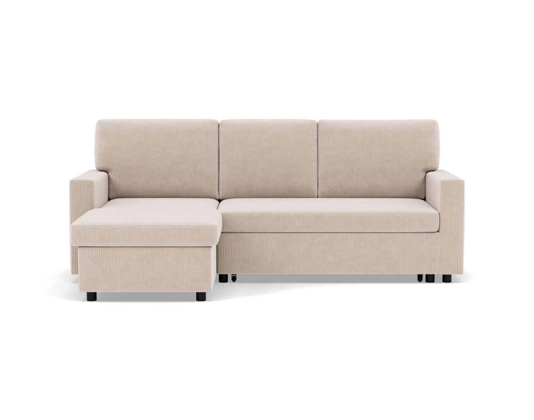 Canapé d’angle réversible 4 places convertible avec coffre en velours côtelé Meiya