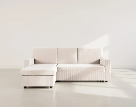 Canapé d’angle réversible 4 places convertible avec coffre en velours côtelé Meiya