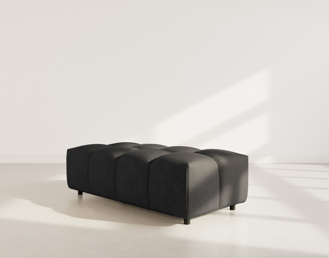 Canapé d'angle réversible 4 places avec pouf d'appoint en tissu texturé Adelaide