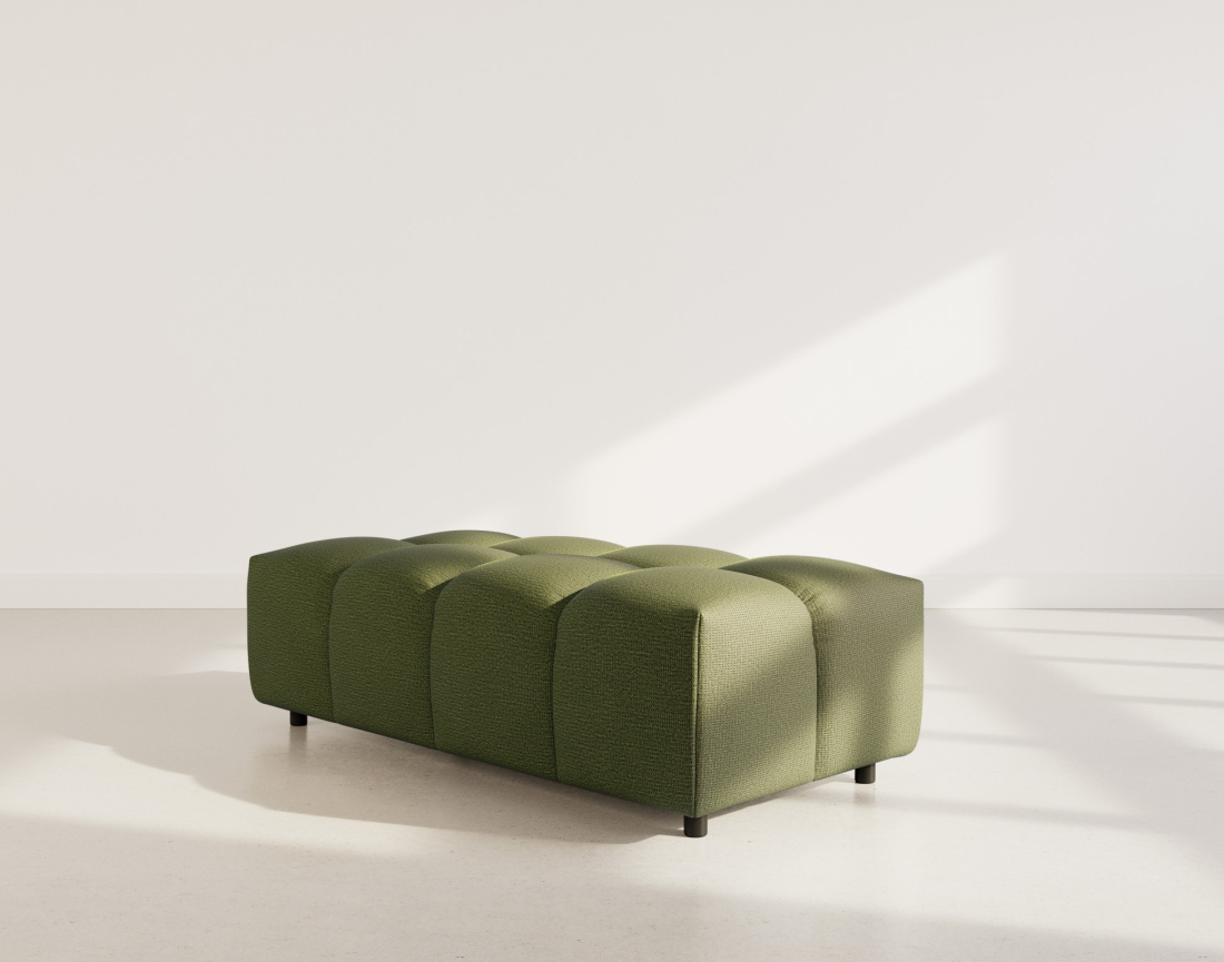 Canapé d'angle réversible 4 places avec pouf d'appoint en tissu texturé Adelaide