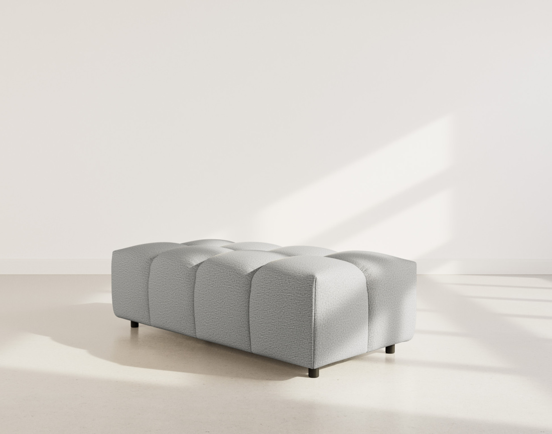 Canapé d'angle réversible 4 places avec pouf d'appoint en tissu texturé Adelaide