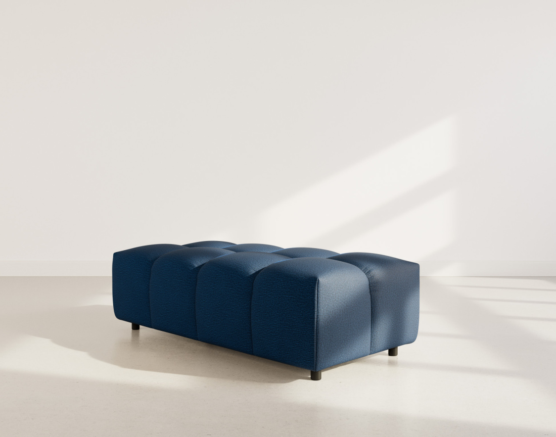 Canapé d'angle réversible 4 places avec pouf d'appoint en tissu texturé Adelaide