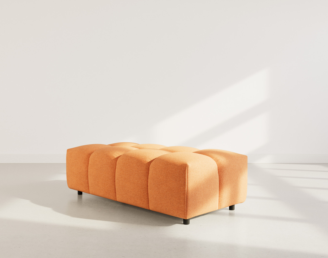 Canapé d'angle réversible 4 places avec pouf d'appoint en tissu texturé Adelaide