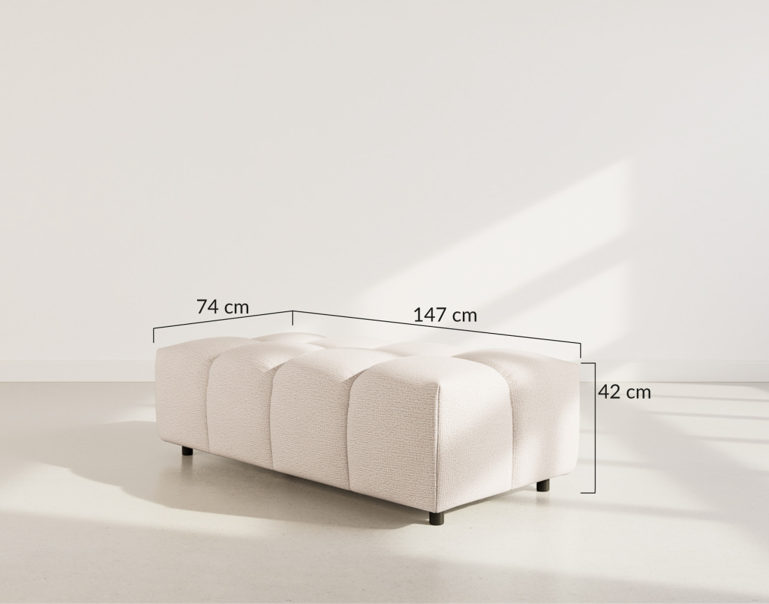 Canapé d'angle réversible 4 places avec pouf d'appoint en tissu texturé Adelaide