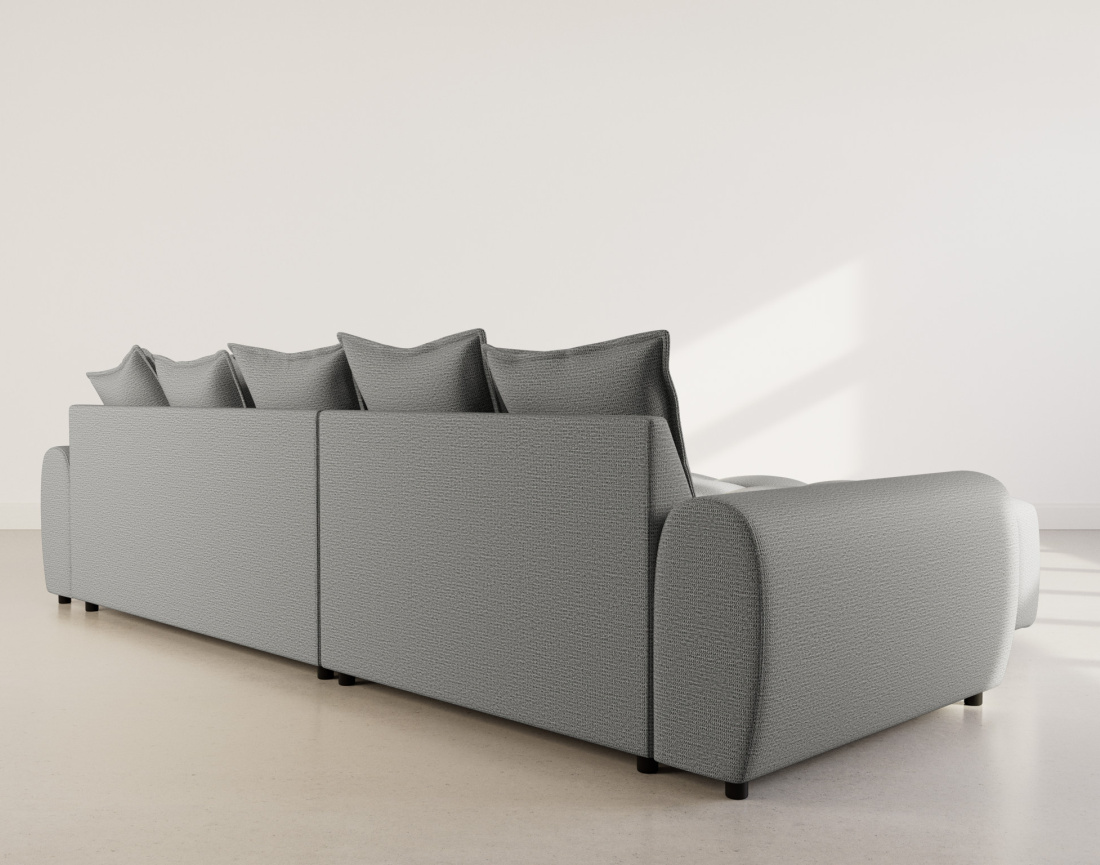 Canapé d'angle réversible 4 places avec pouf d'appoint en tissu texturé Adelaide