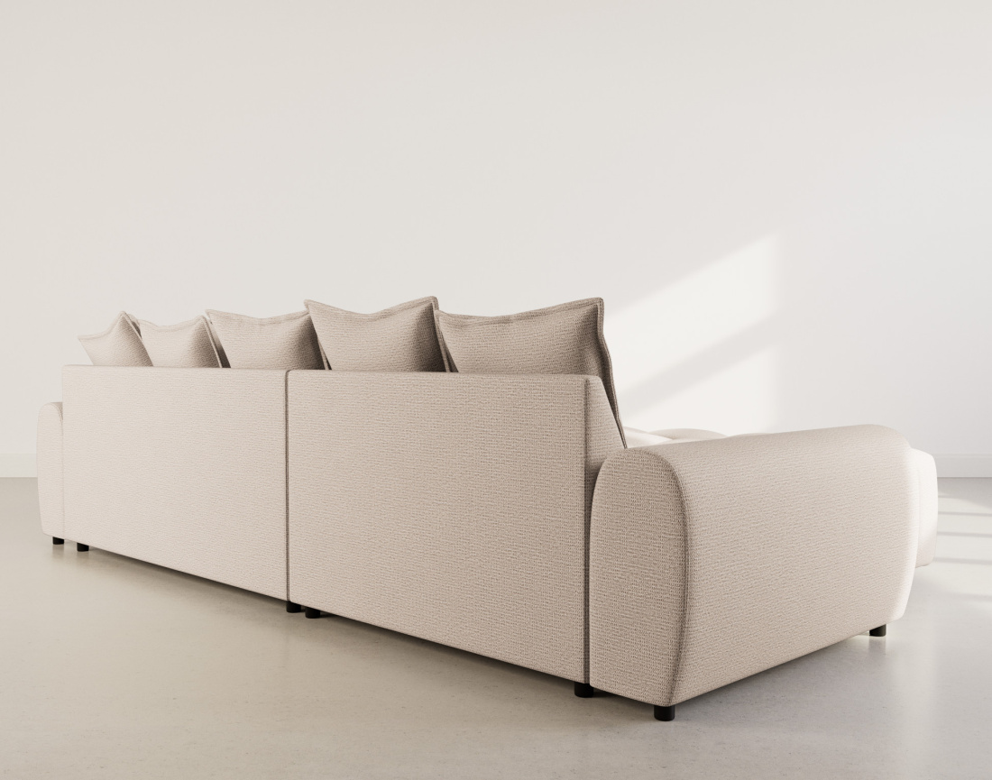 Canapé d'angle réversible 4 places avec pouf d'appoint en tissu texturé Adelaide