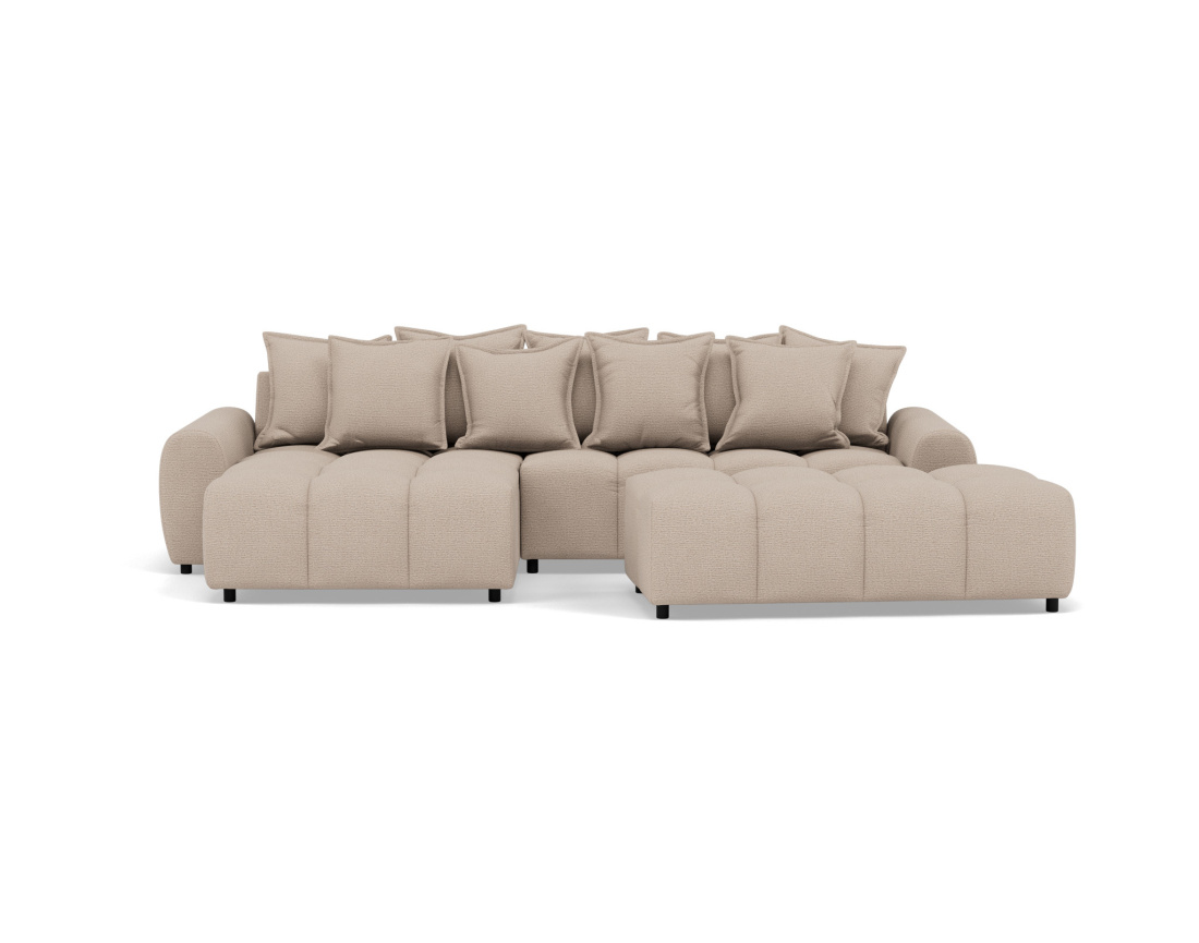 Canapé d'angle réversible 4 places avec pouf d'appoint en tissu texturé Adelaide