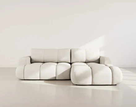 Canapé d'angle droit 4 places convertible avec coffre en tissu bouclette Yulin