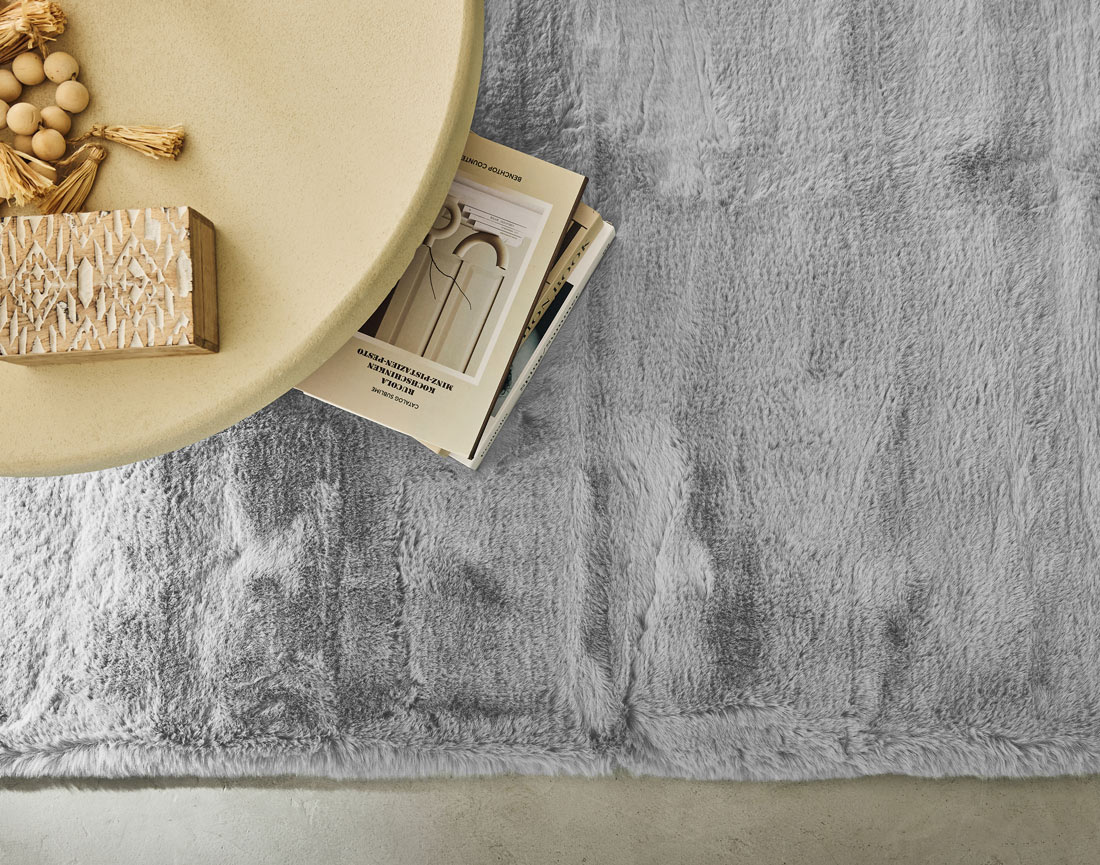 Tapis rectangulaire fausse fourrure gris Joy