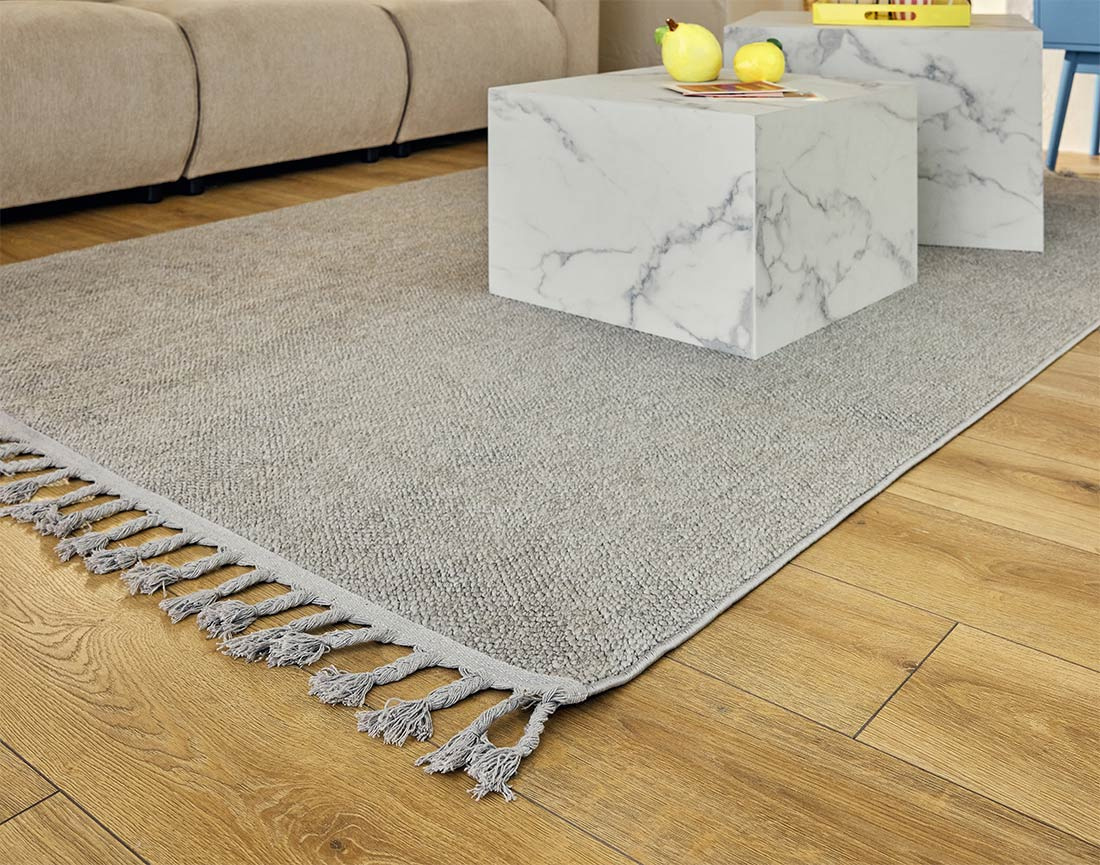 Tapis rectangulaire uni gris Elma