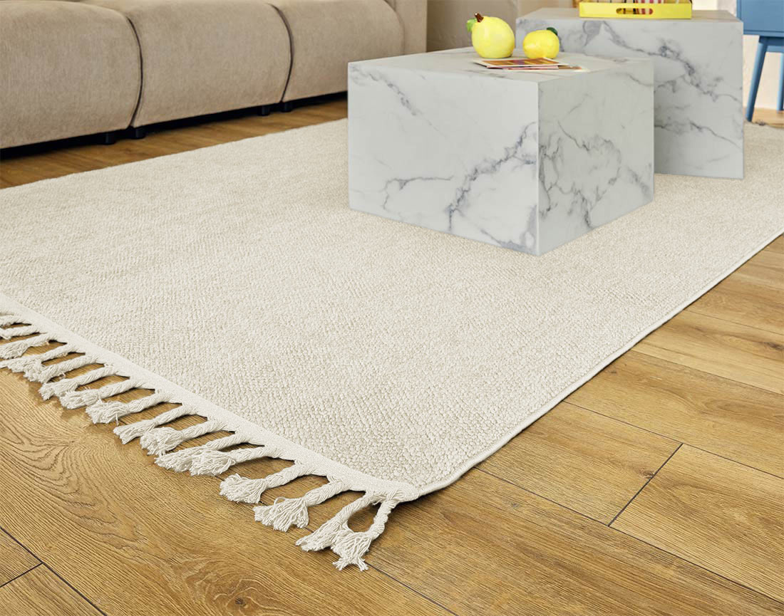 Tapis rectangulaire uni blanc Elma