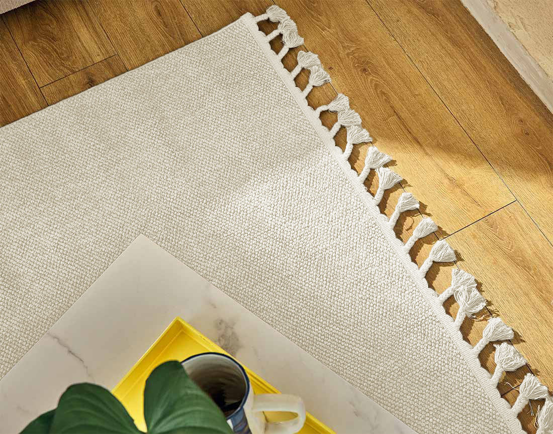 Tapis rectangulaire uni blanc Elma