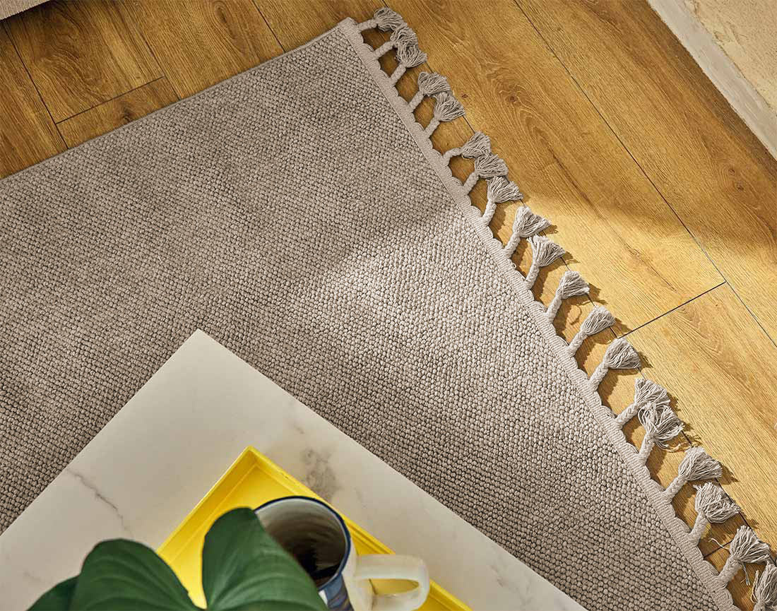 Tapis rectangulaire uni taupe Elma