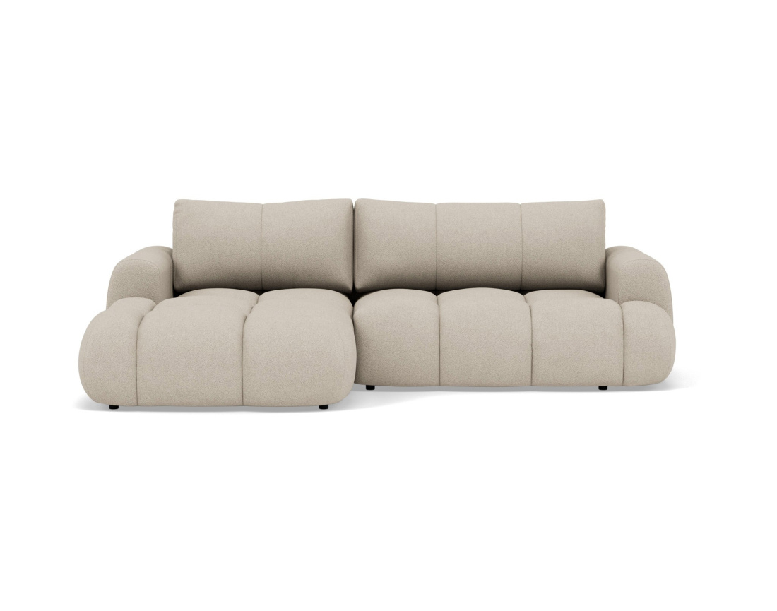 Canapé d'angle gauche 4 places convertible avec coffre en tissu bouclette Yulin