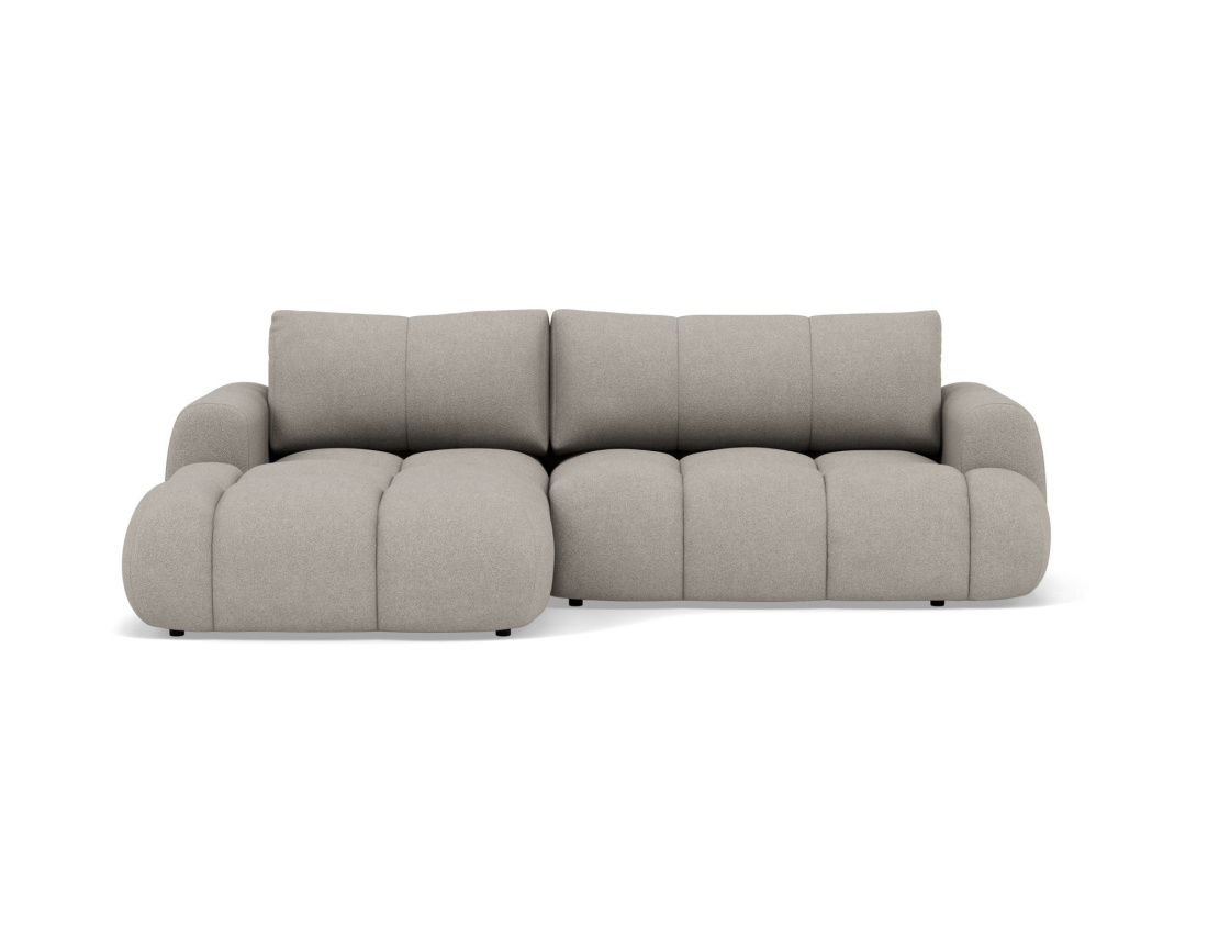 Canapé d'angle gauche 4 places convertible avec coffre en tissu bouclette Yulin