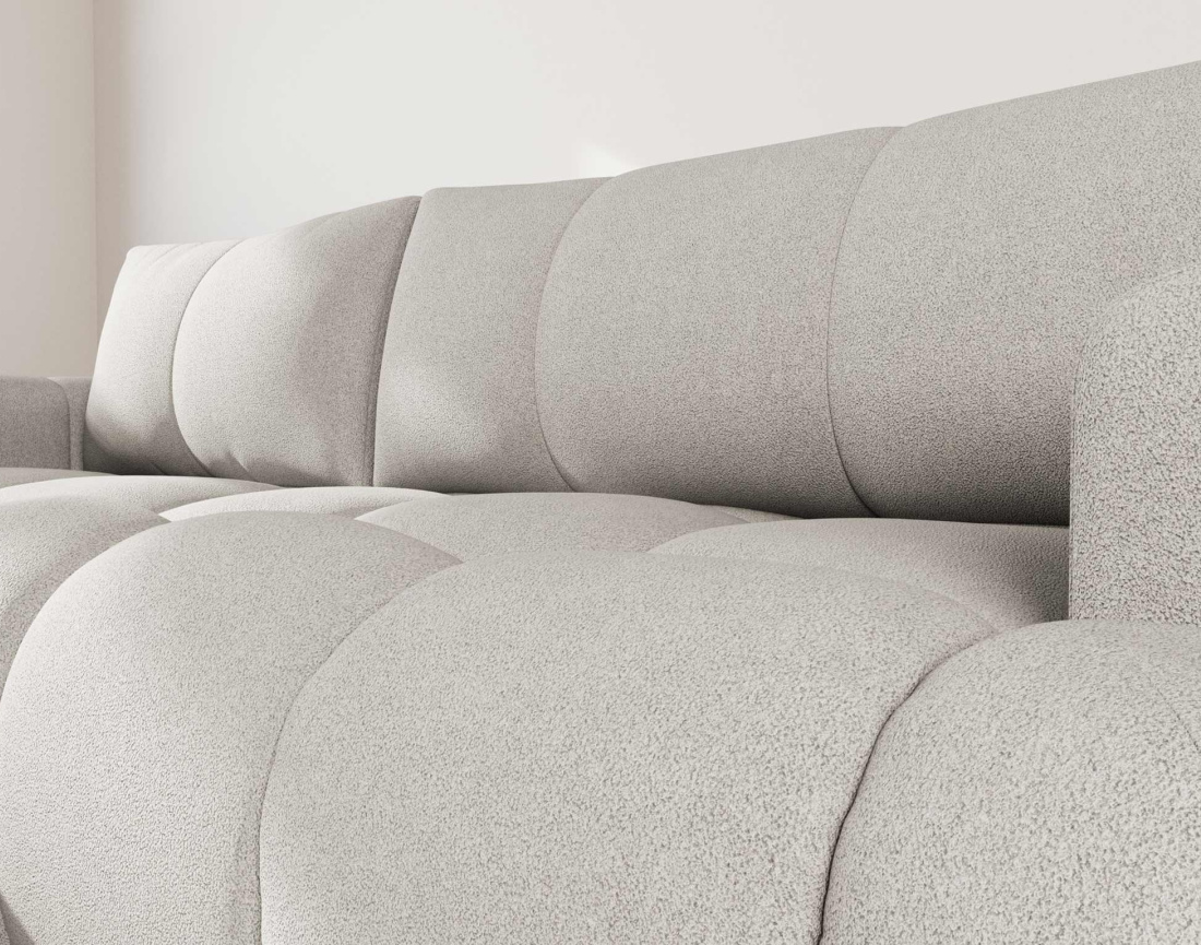 Canapé d'angle gauche 4 places convertible avec coffre en tissu bouclette Yulin